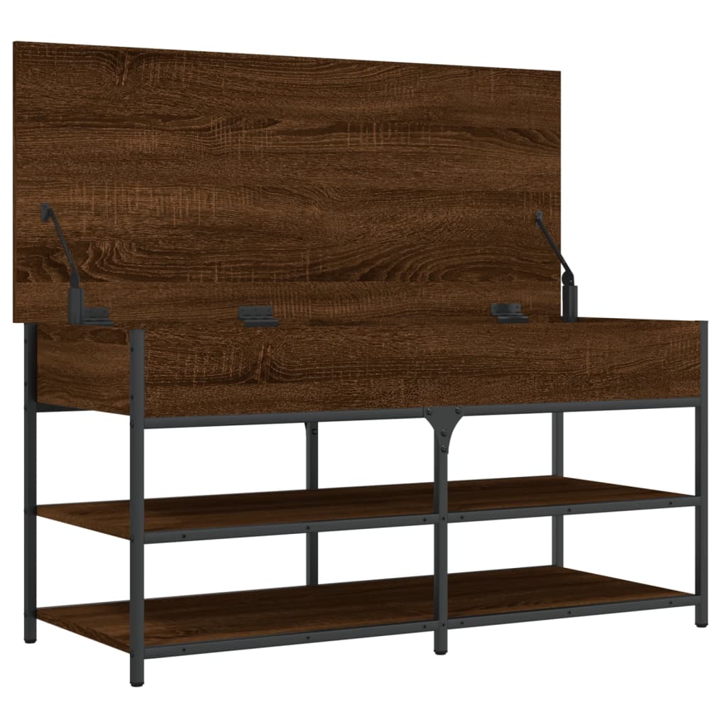 Shoe bench, brown oak, 100x42.5x50cm, treated wood