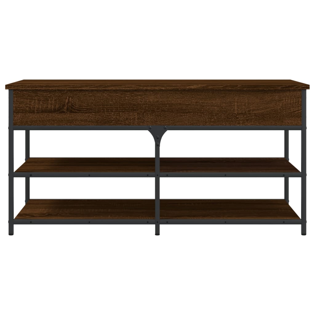 Shoe bench, brown oak, 100x42.5x50cm, treated wood