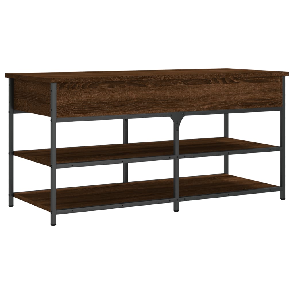 Shoe bench, brown oak, 100x42.5x50cm, treated wood