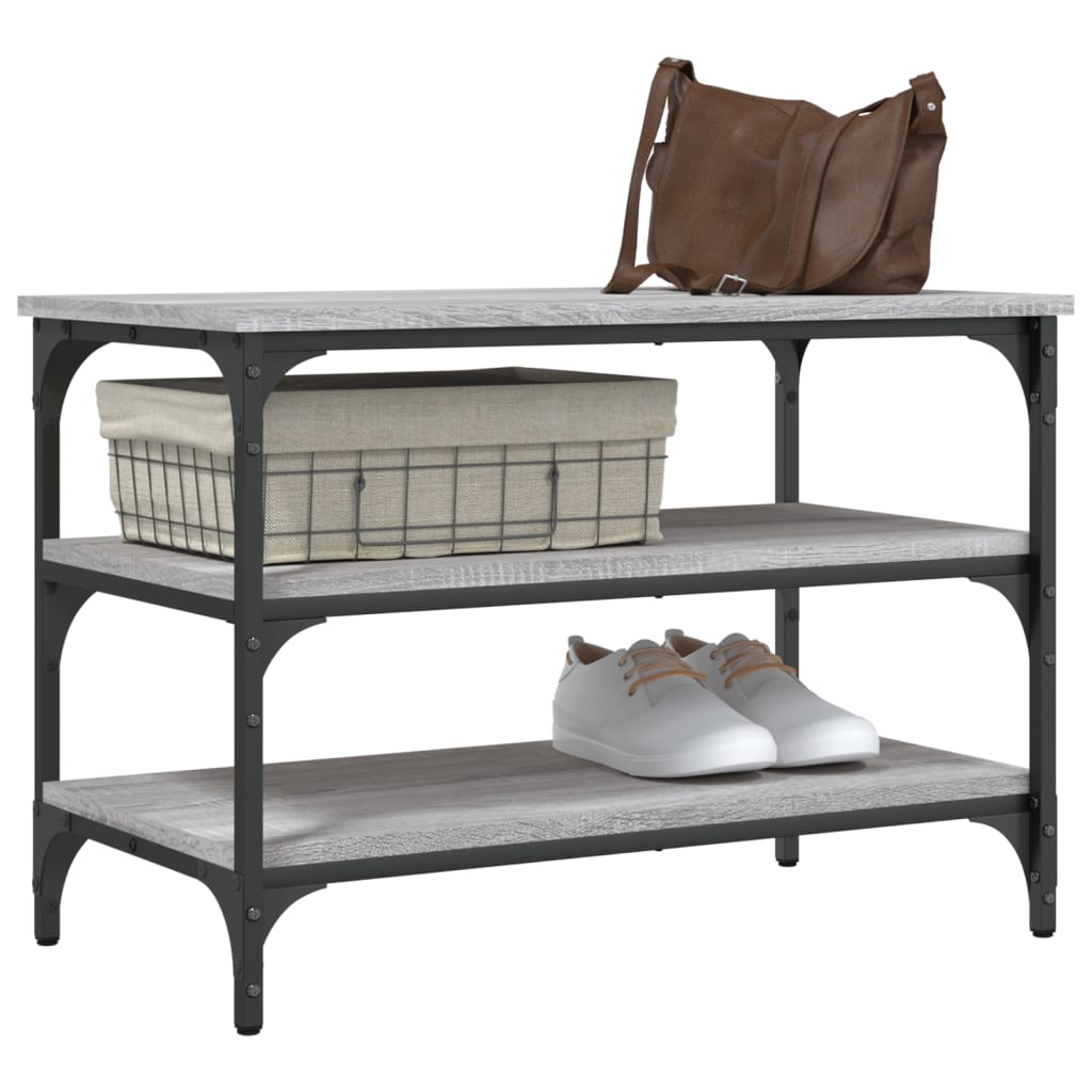 Shoe bench, grey oak, 70x38.5x49cm, engineered wood