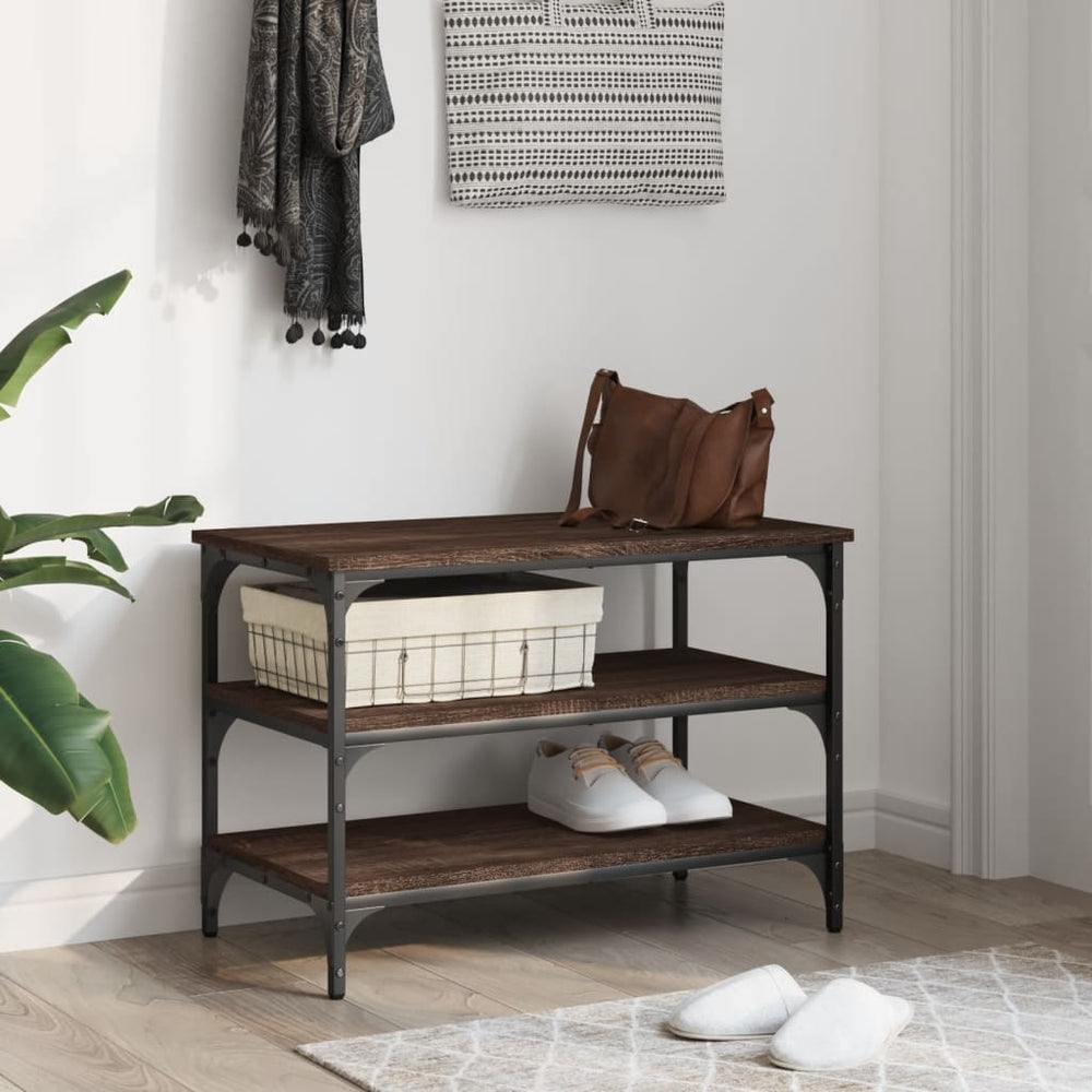 Shoe bench, brown oak, 70x38.5x49cm, finished wood