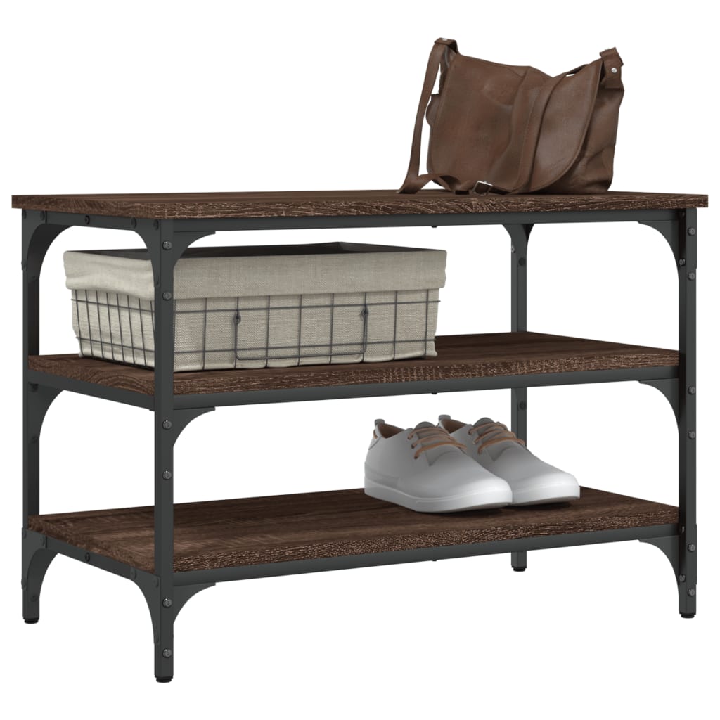 Shoe bench, brown oak, 70x38.5x49cm, finished wood