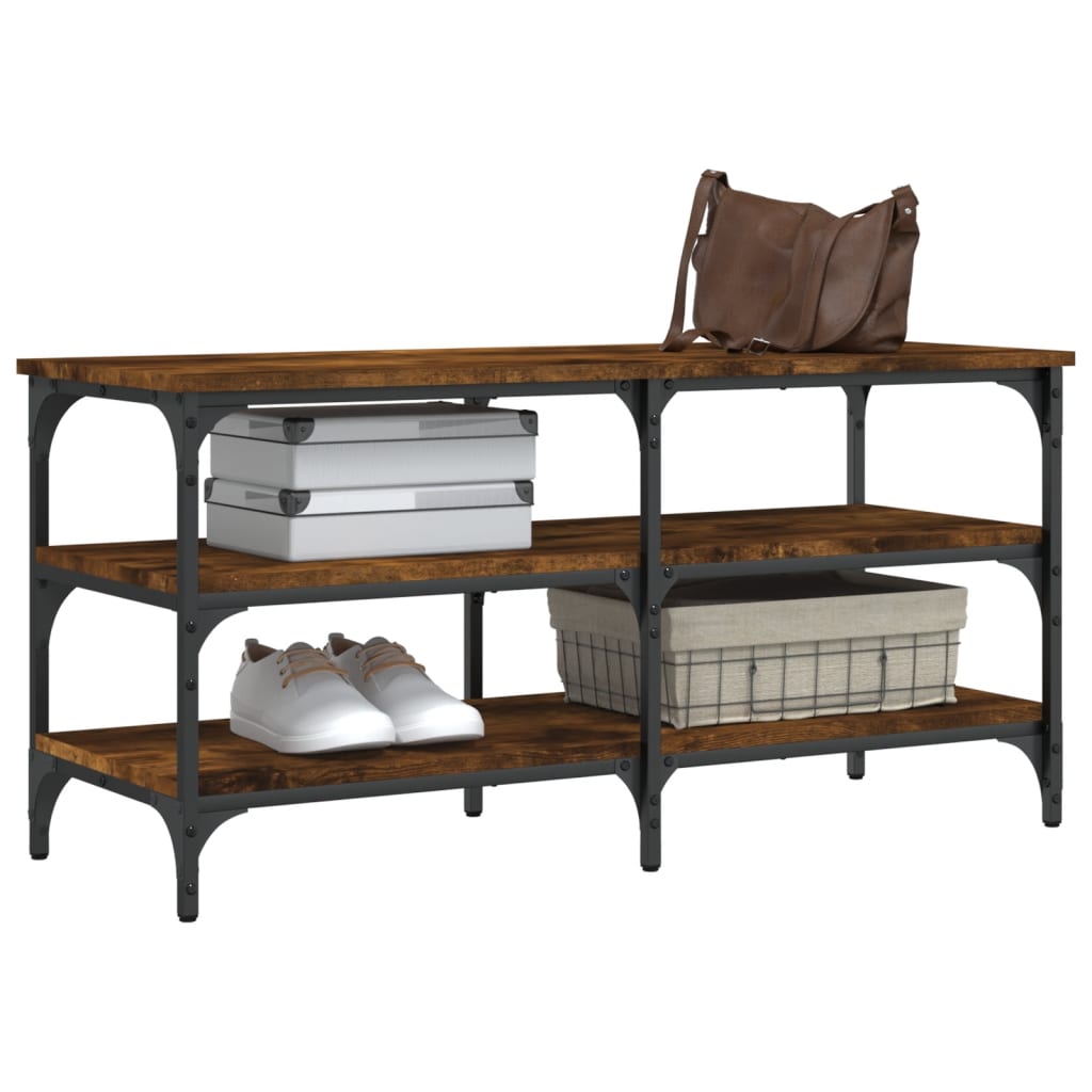 Shoe bench, smoked oak, 100x38.5x49cm, treated wood