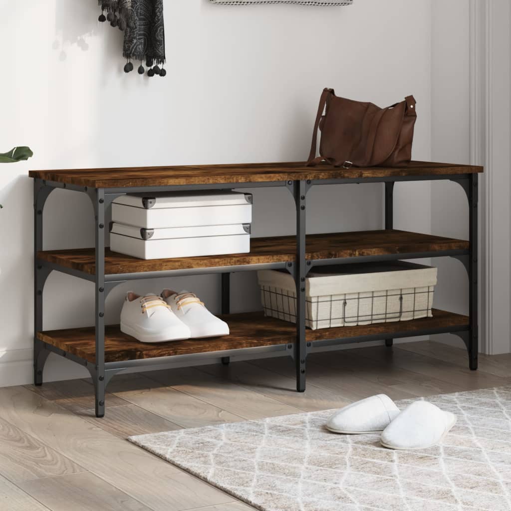 Shoe bench, smoked oak, 100x38.5x49cm, treated wood