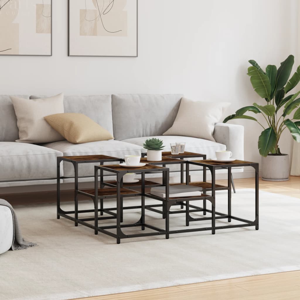 Coffee table, smoked oak, 91x91x40cm, engineered wood