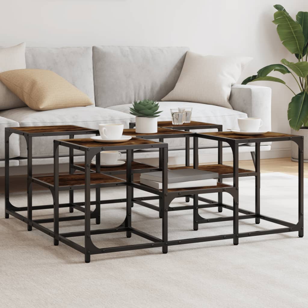 Coffee table, smoked oak, 91x91x40cm, engineered wood