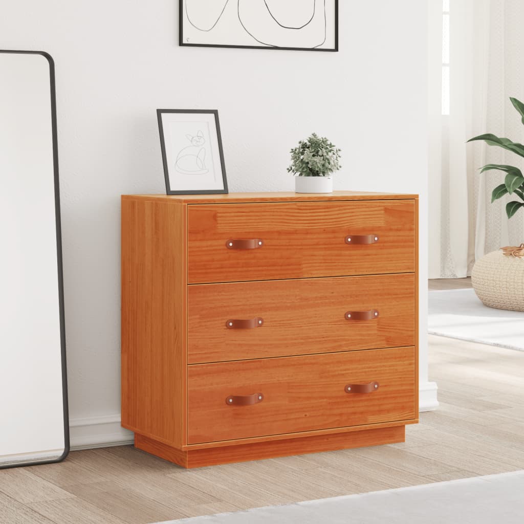 Sideboard, wax brown, 80x40x75cm, solid pine