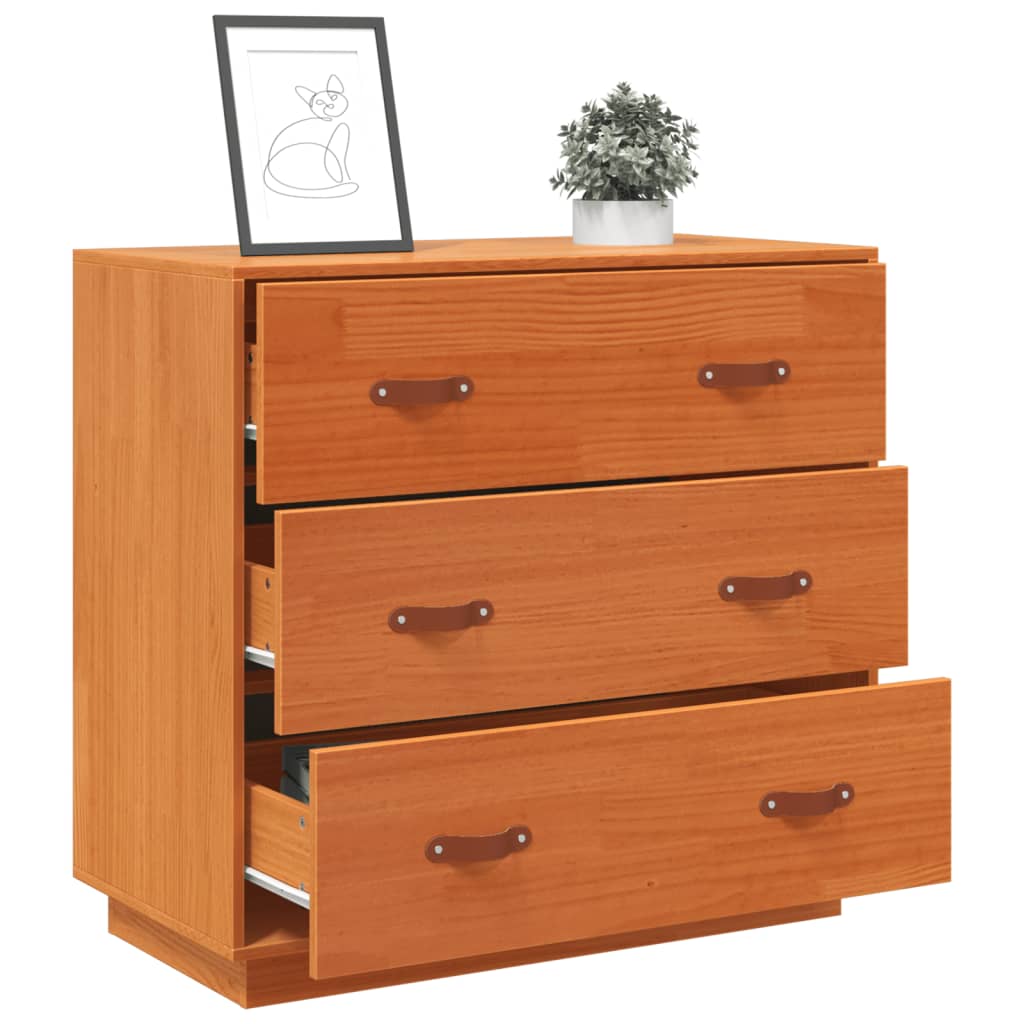 Sideboard, wax brown, 80x40x75cm, solid pine