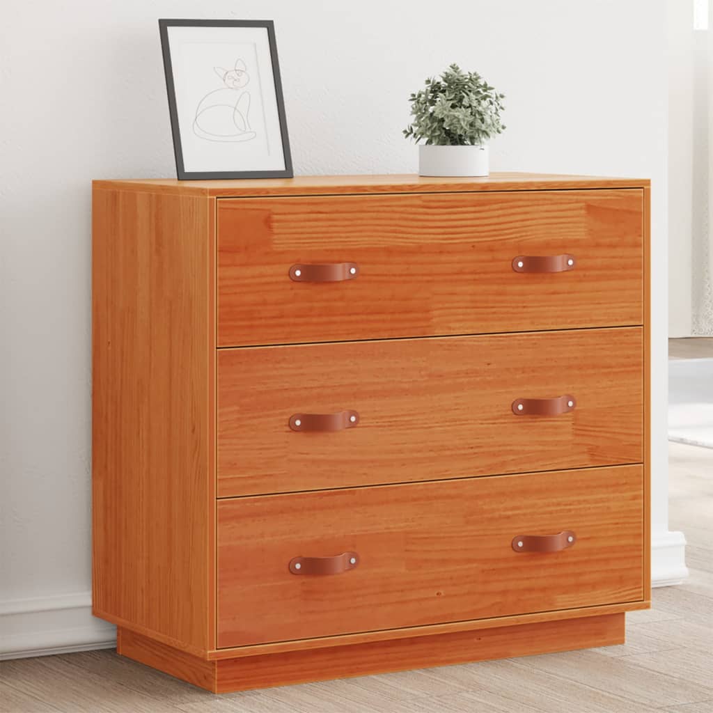 Sideboard, wax brown, 80x40x75cm, solid pine