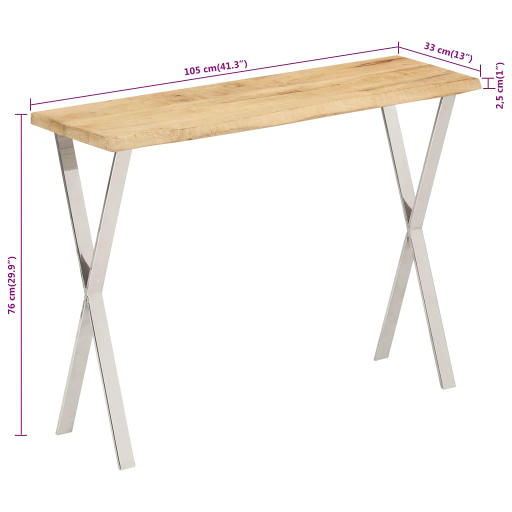 Live edge console table, 105x33x76cm, mango wood