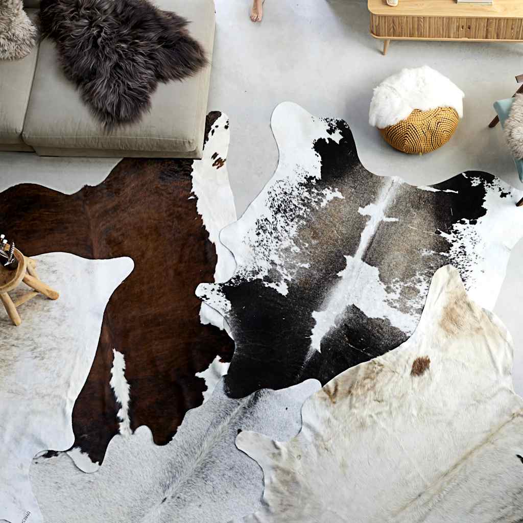 Genuine cowhide rug, black and white, 180x220cm