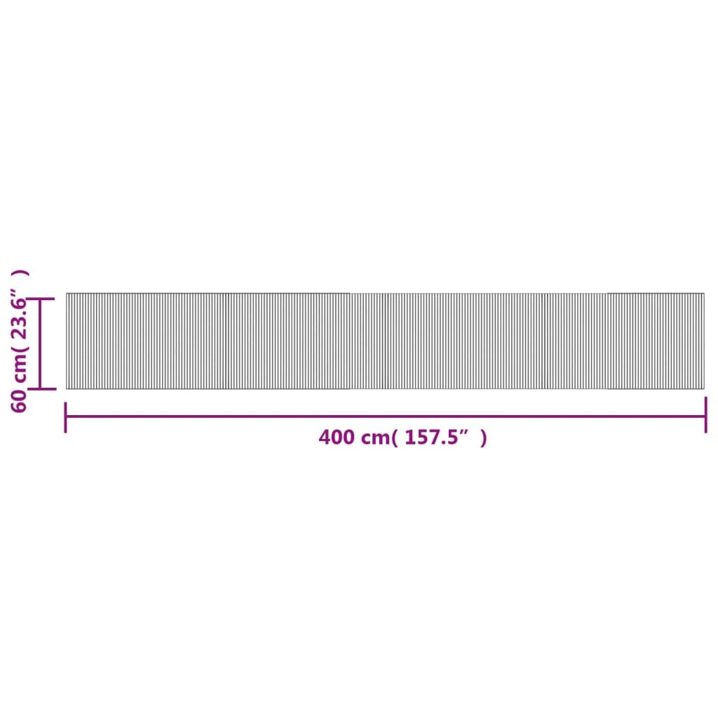 Rug, black, 60x400cm, bamboo, rectangular