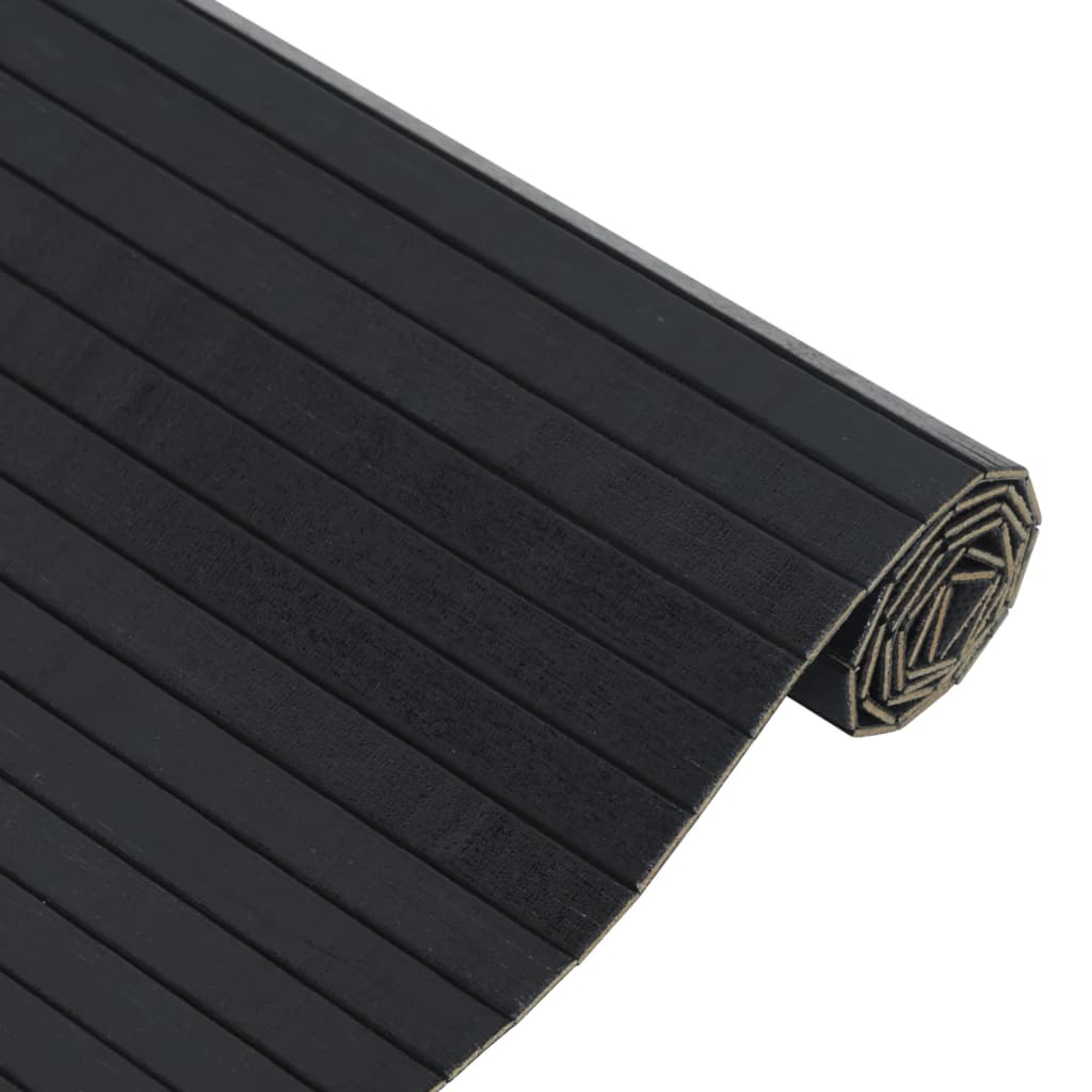 Carpet, black, 60x500cm, bamboo, rectangular