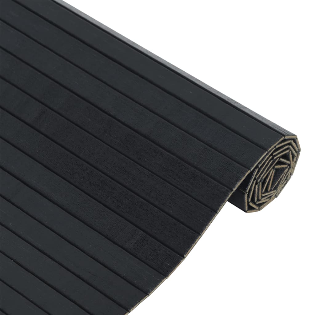 Carpet, black, 70x400cm, bamboo, rectangular