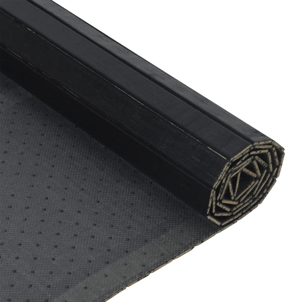 Carpet, black, 70x400cm, bamboo, rectangular