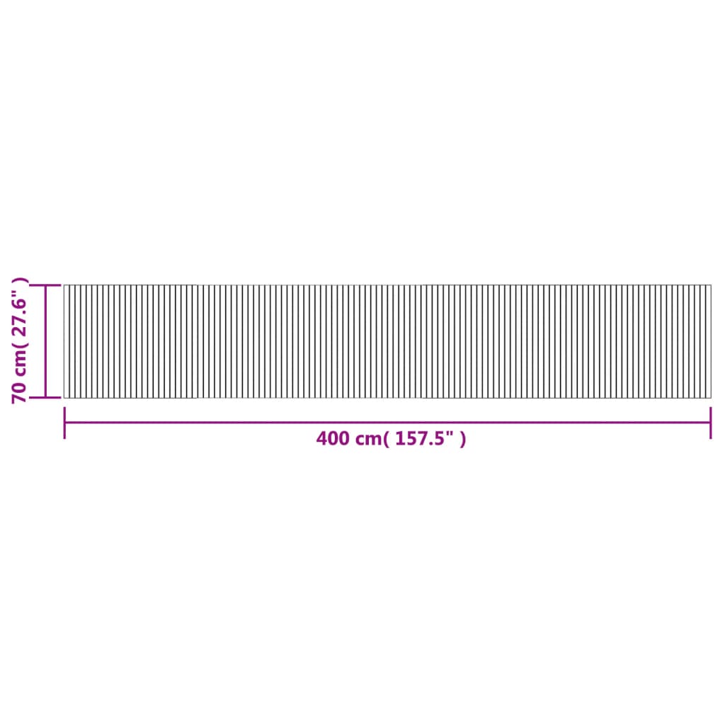 Carpet, black, 70x400cm, bamboo, rectangular
