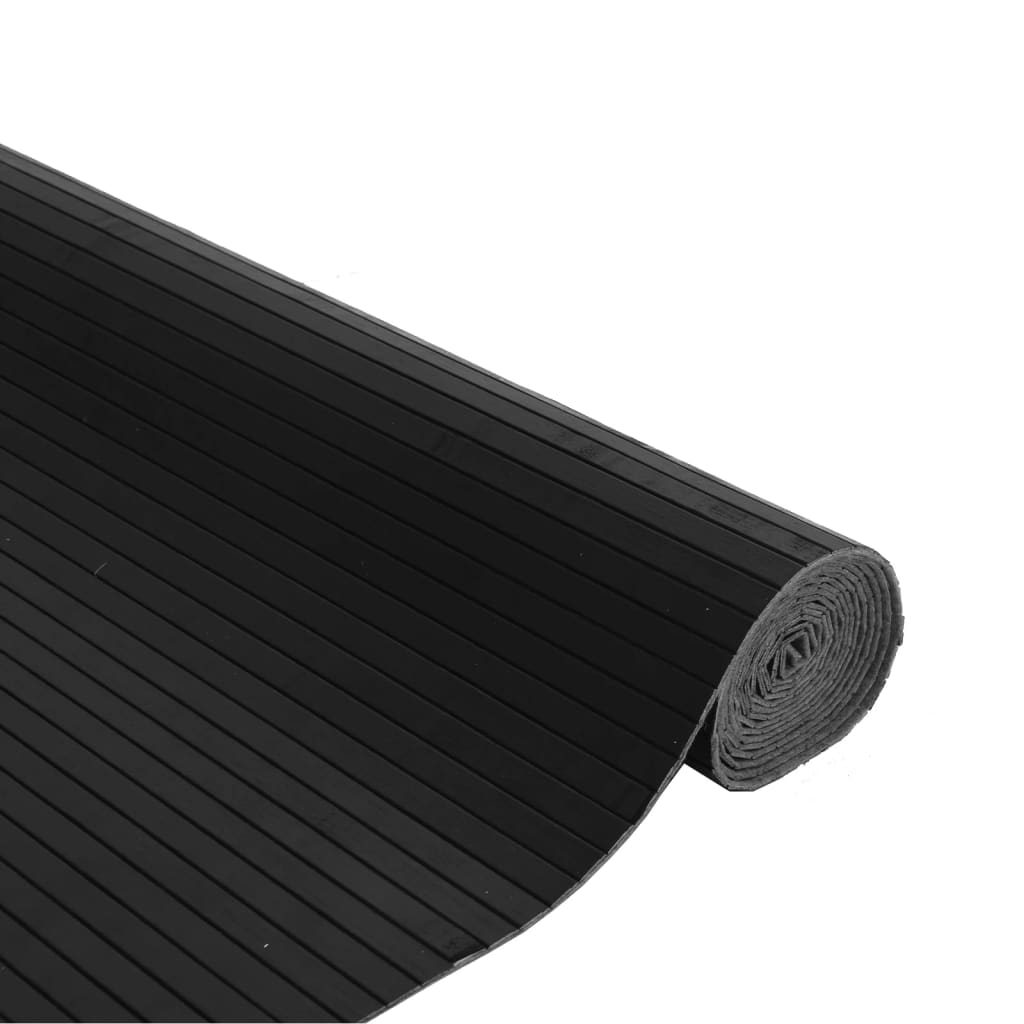 Carpet, black, 80x200cm, bamboo, rectangular