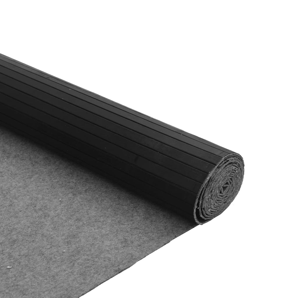 Carpet, black, 80x200cm, bamboo, rectangular