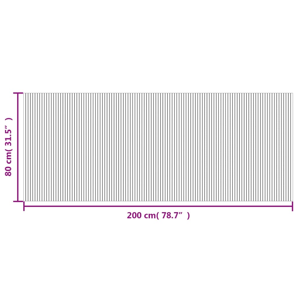 Carpet, black, 80x200cm, bamboo, rectangular