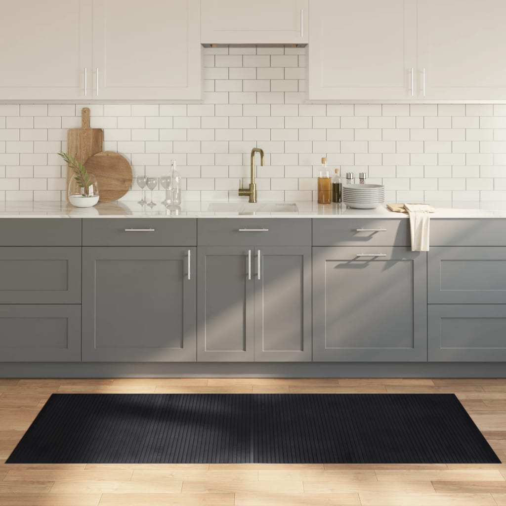 Carpet, black, 80x200cm, bamboo, rectangular
