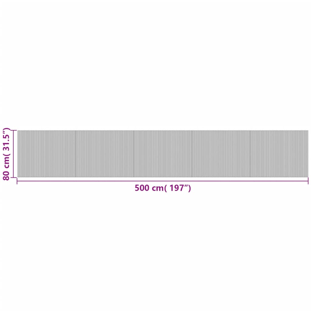 Rug, black, 80x500cm, bamboo, rectangular