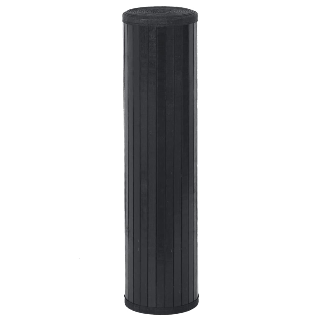 Rug, black, 80x400cm, bamboo, rectangular