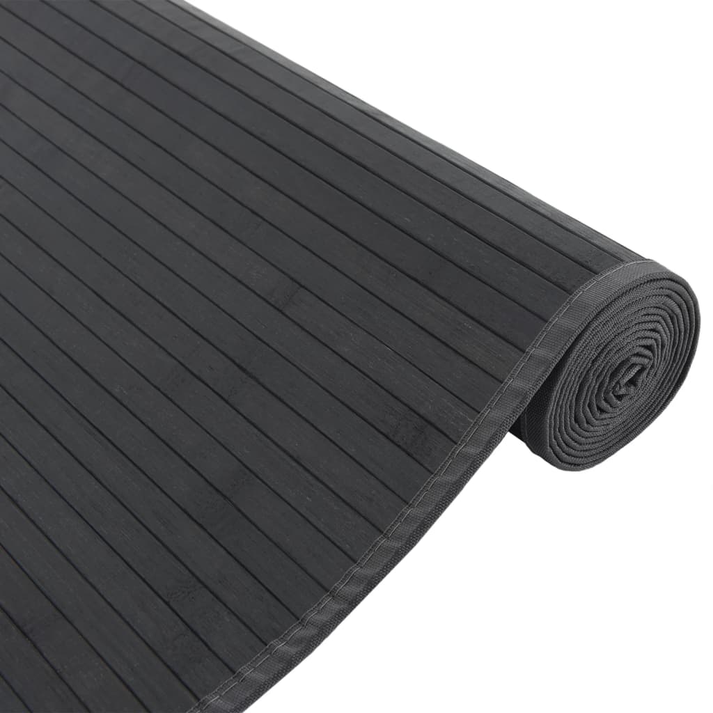 Rug, black, 80x400cm, bamboo, rectangular