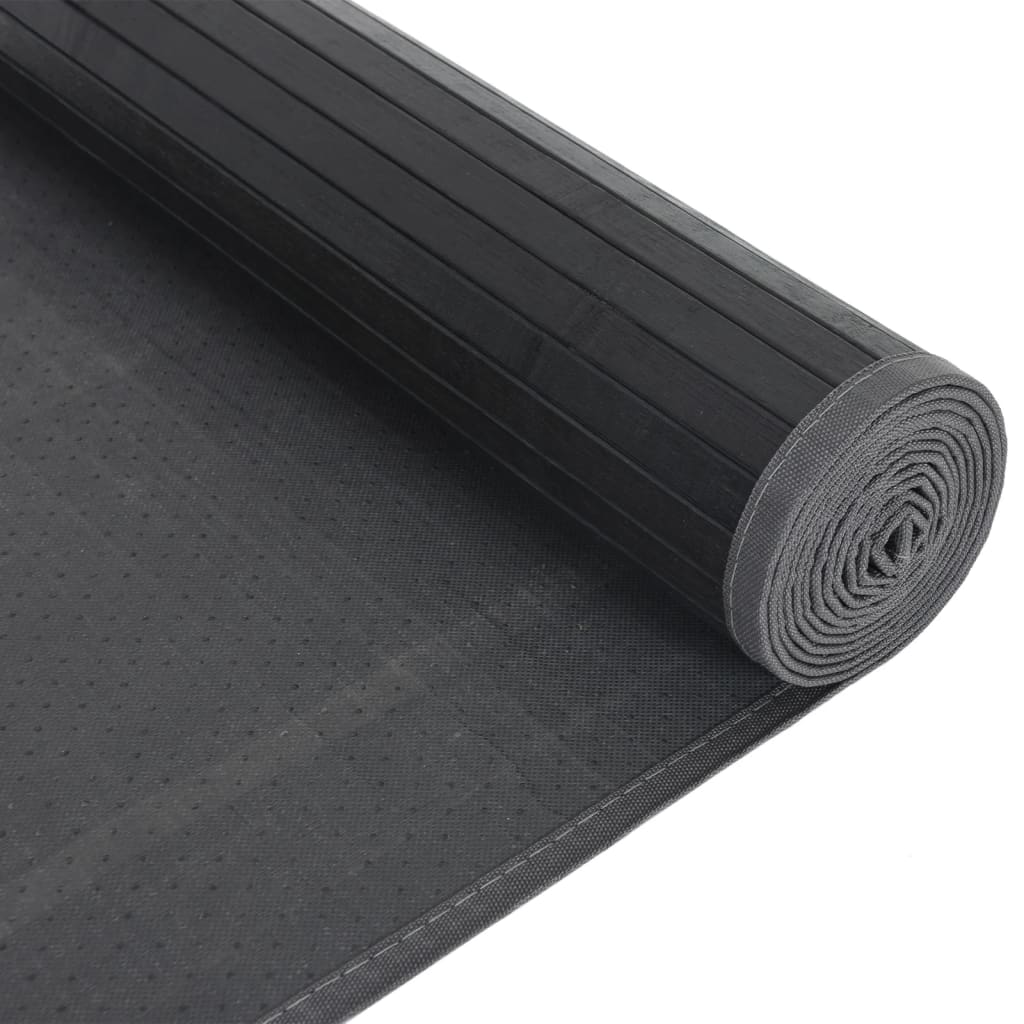 Rug, black, 80x400cm, bamboo, rectangular