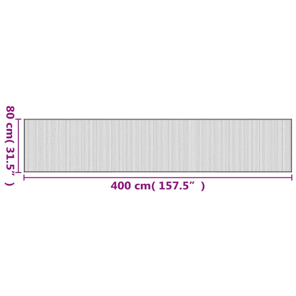 Rug, black, 80x400cm, bamboo, rectangular
