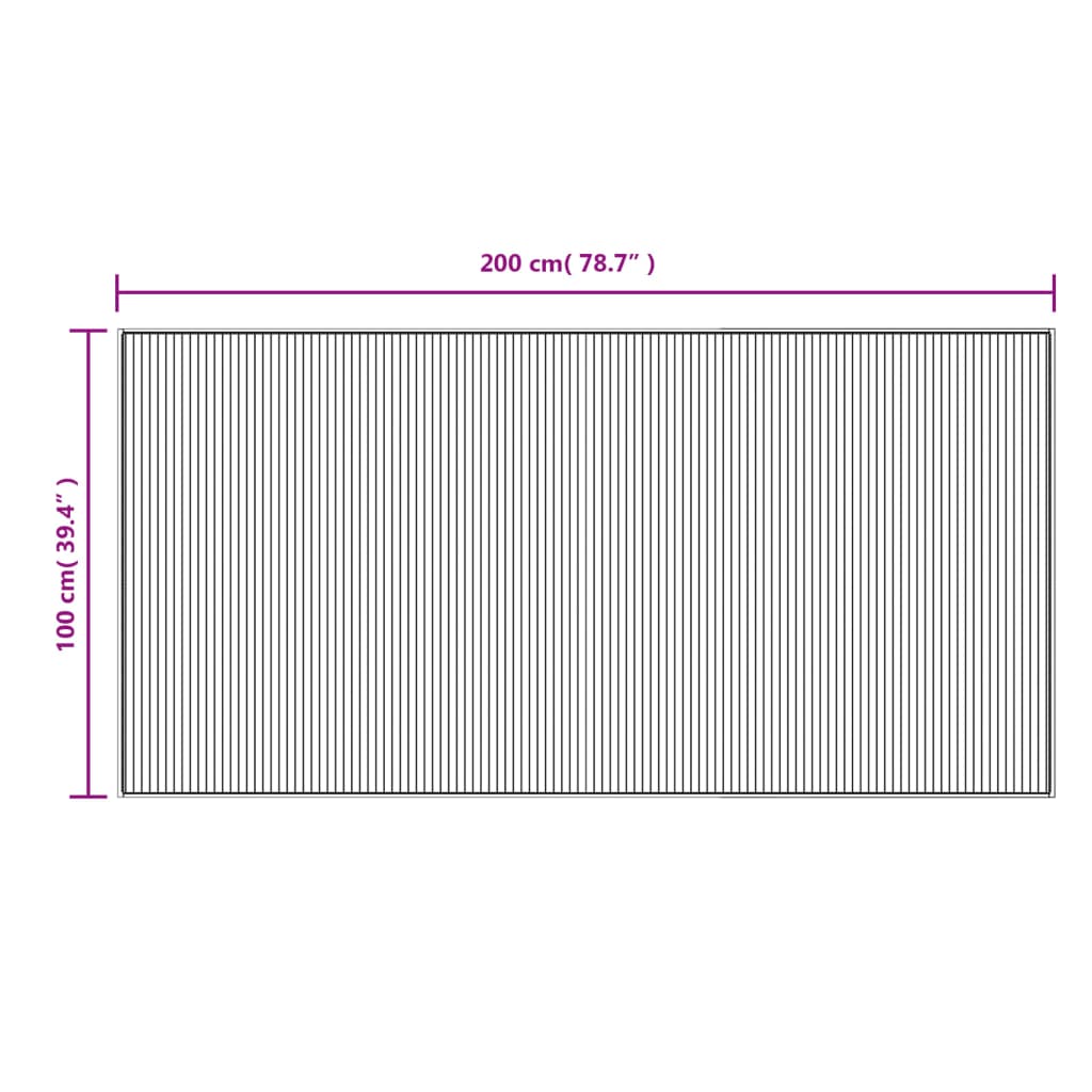 Rug, dark brown, 100x200cm, bamboo, rectangular