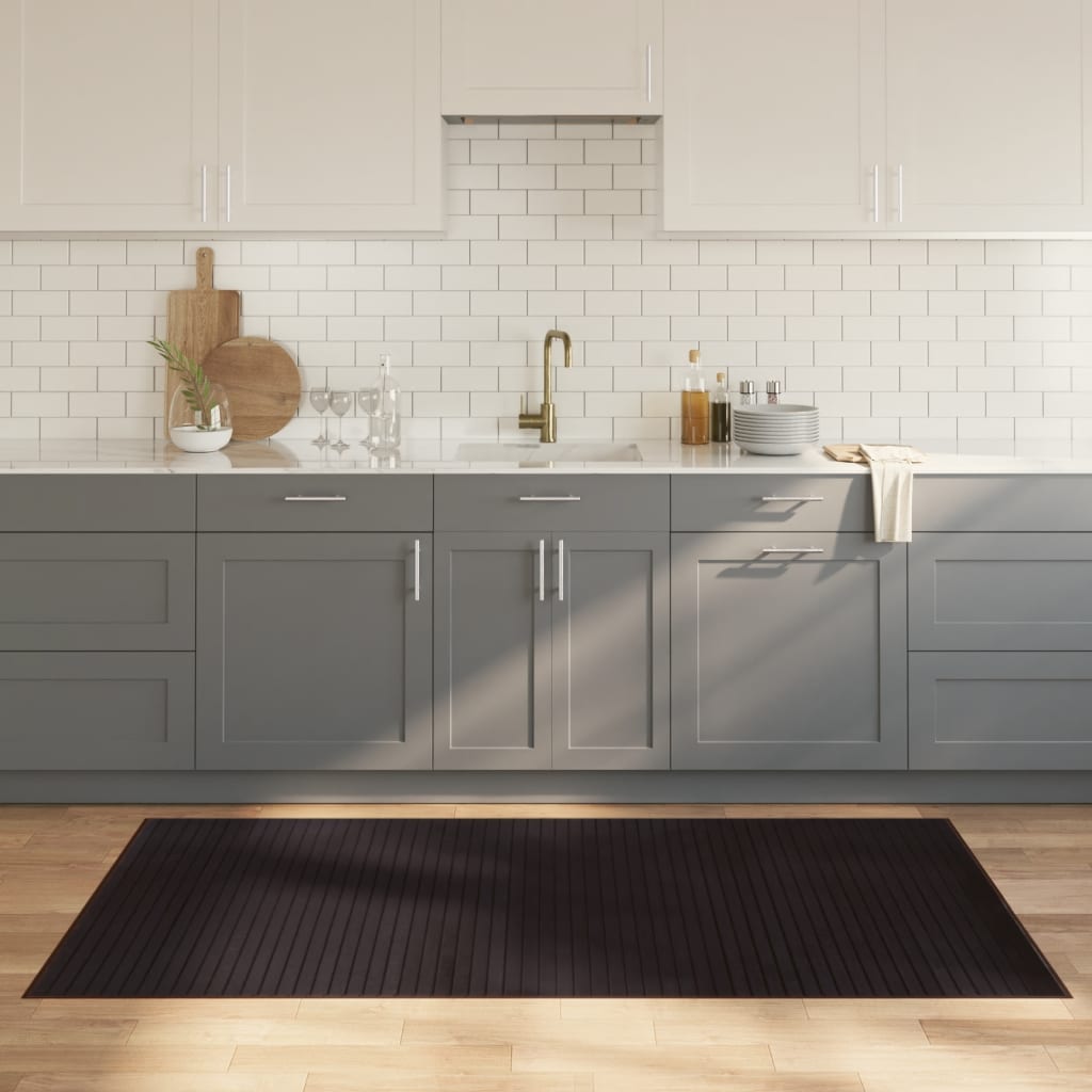 Rug, dark brown, 100x200cm, bamboo, rectangular