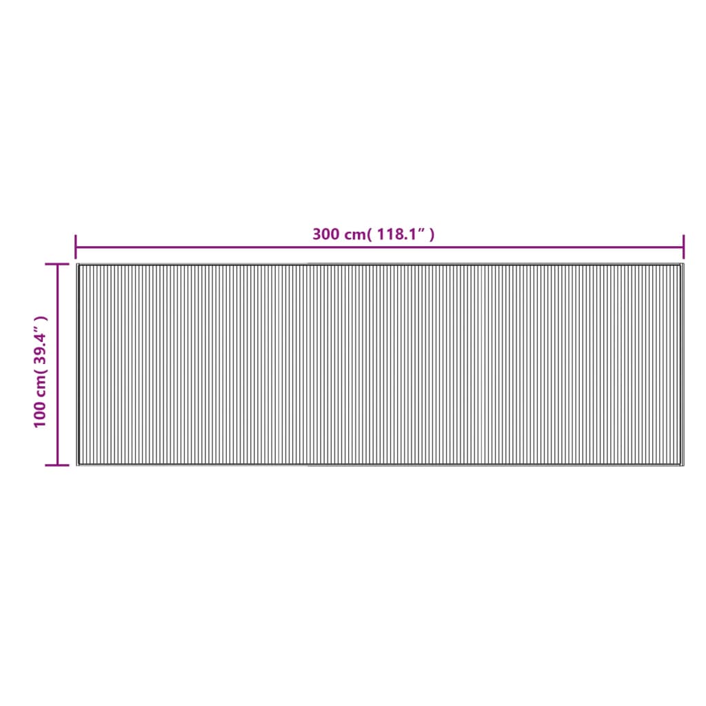 Paklājs, melns, 100x300cm, bambusa, taisnstūra