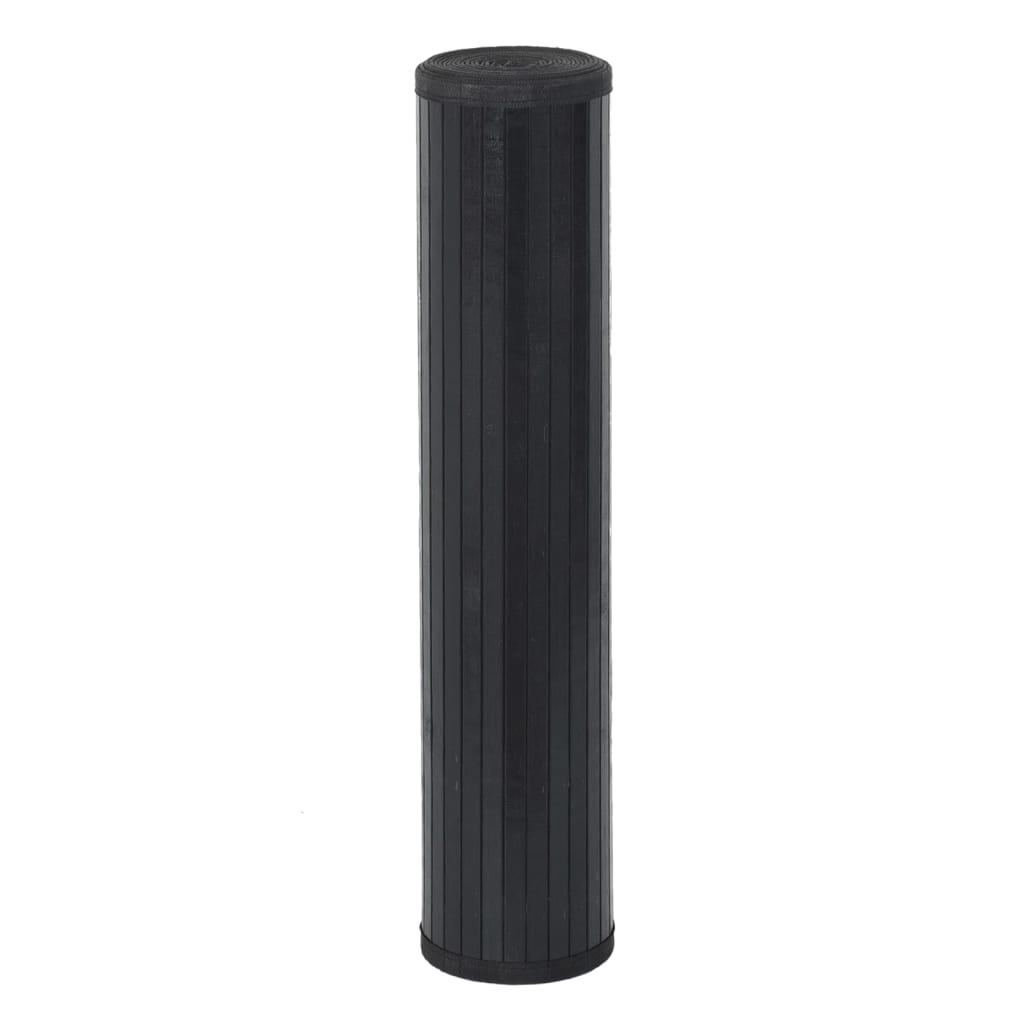Carpet, black, 100x500cm, bamboo, rectangular