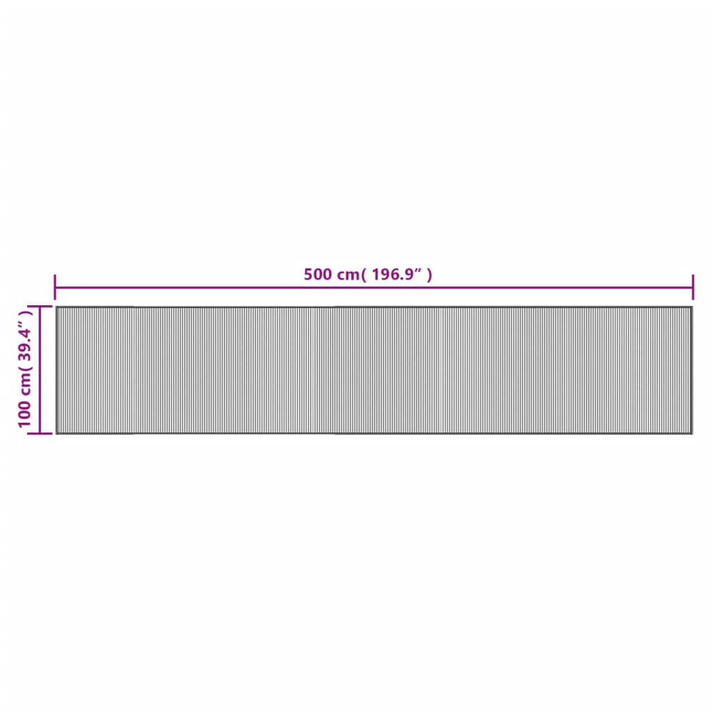 Carpet, black, 100x500cm, bamboo, rectangular