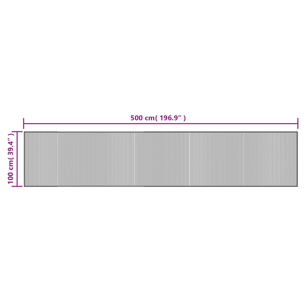 Carpet, dark brown, 100x500cm, bamboo, rectangular