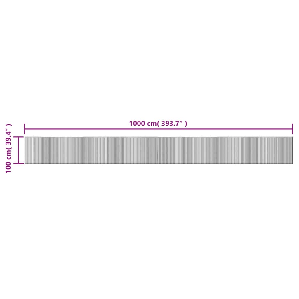 Carpet, grey, 100x1000cm, bamboo, rectangular