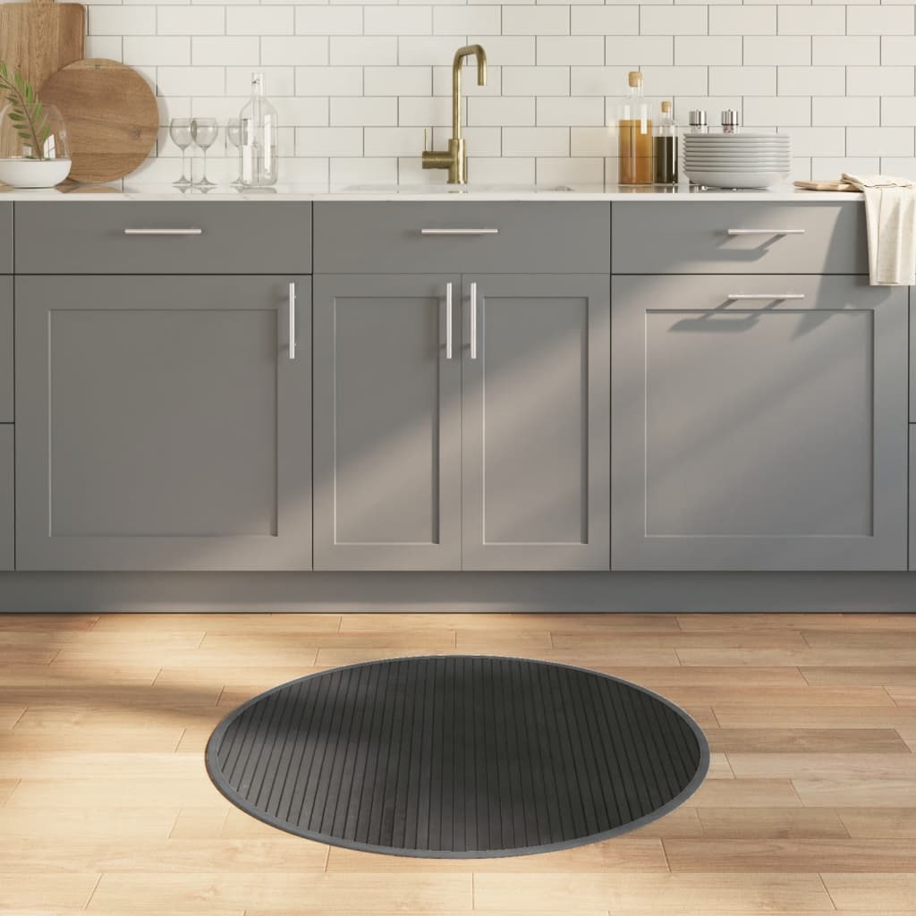 Carpet, grey, 80cm, bamboo, round