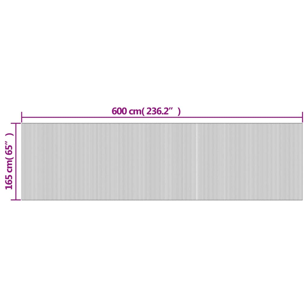 Room divider, dark brown, width 600 cm, height 165 cm, bamboo