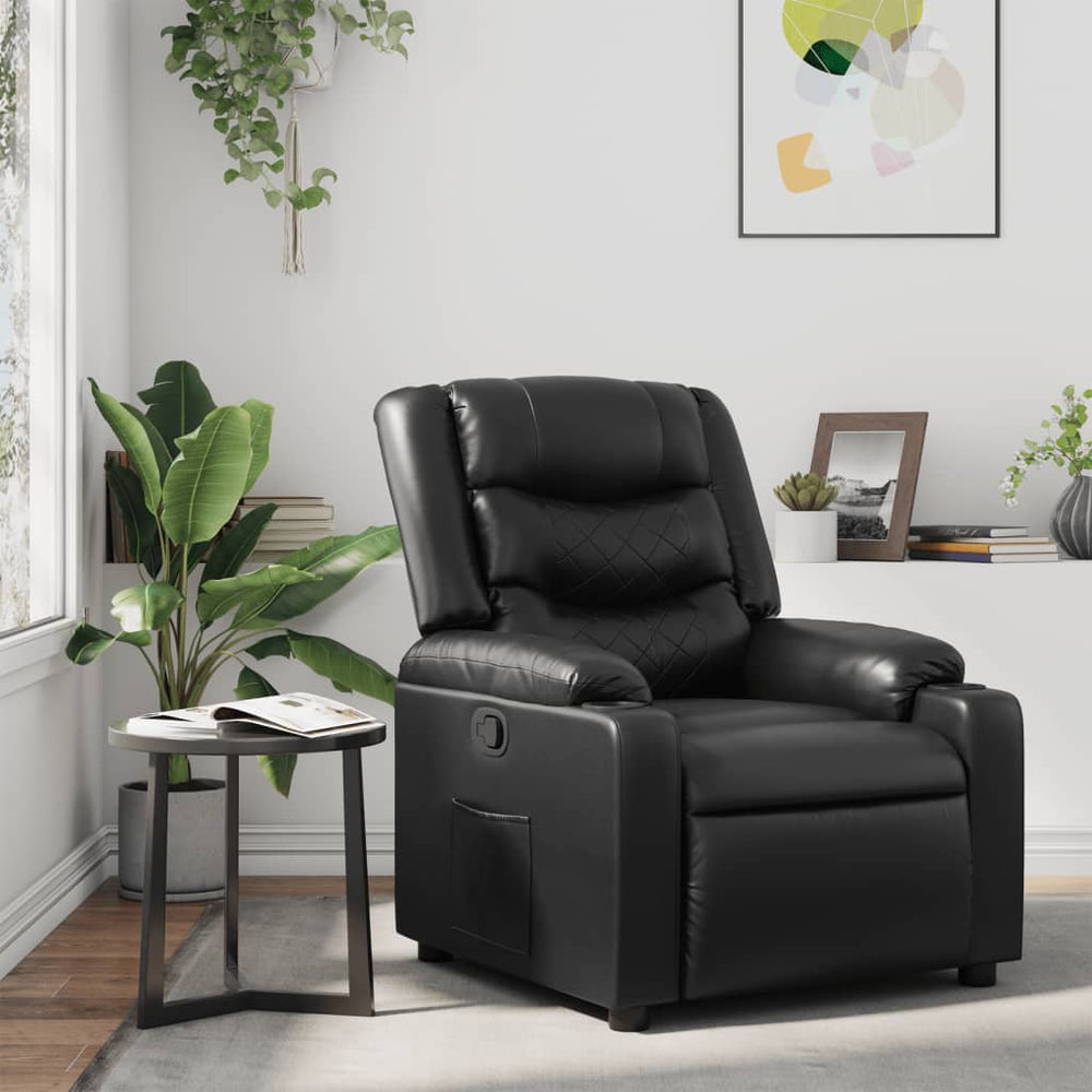 Recliner, black, faux leather
