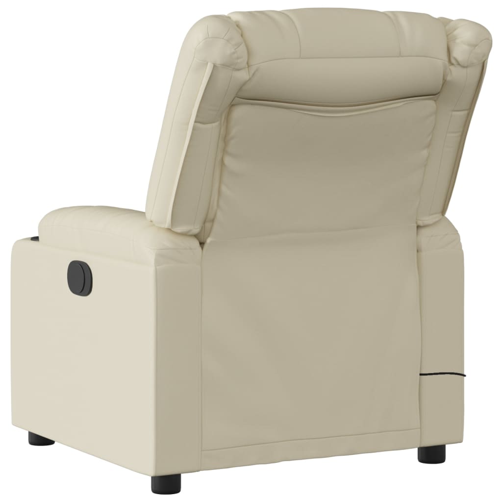 Reclining massage chair, cream, artificial leather