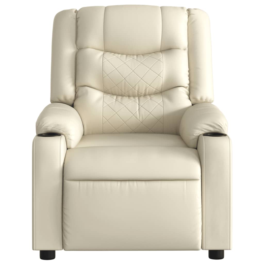 Reclining massage chair, cream, artificial leather