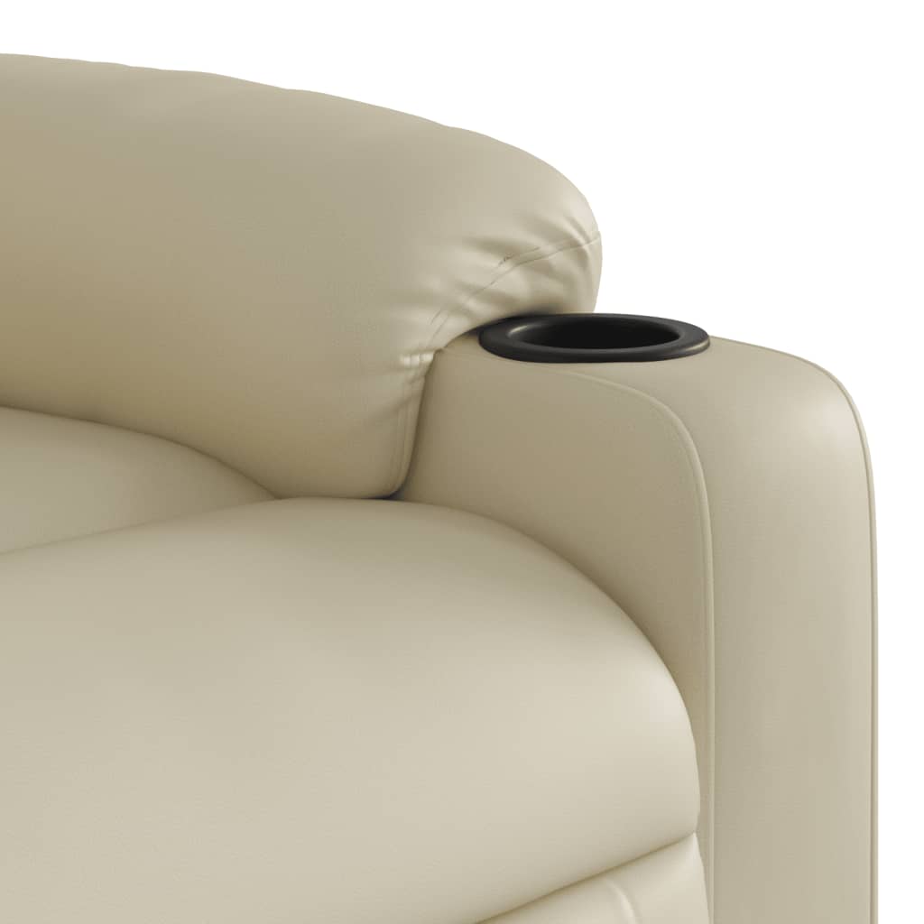 Reclining massage chair, cream, artificial leather