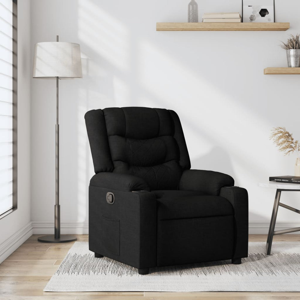 Recliner, black, fabric