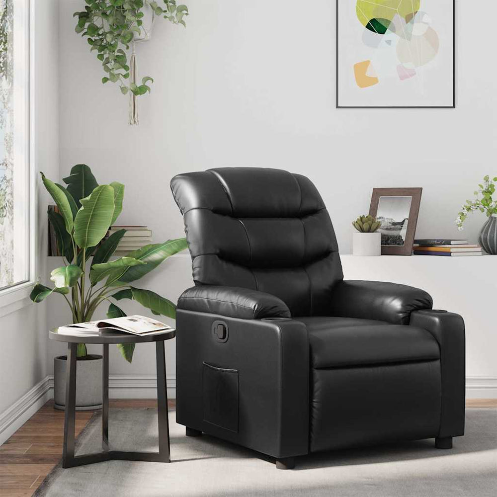 Recliner, black, faux leather