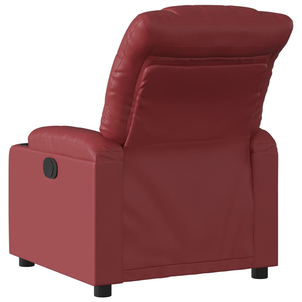 Recliner armchair, burgundy, artificial leather