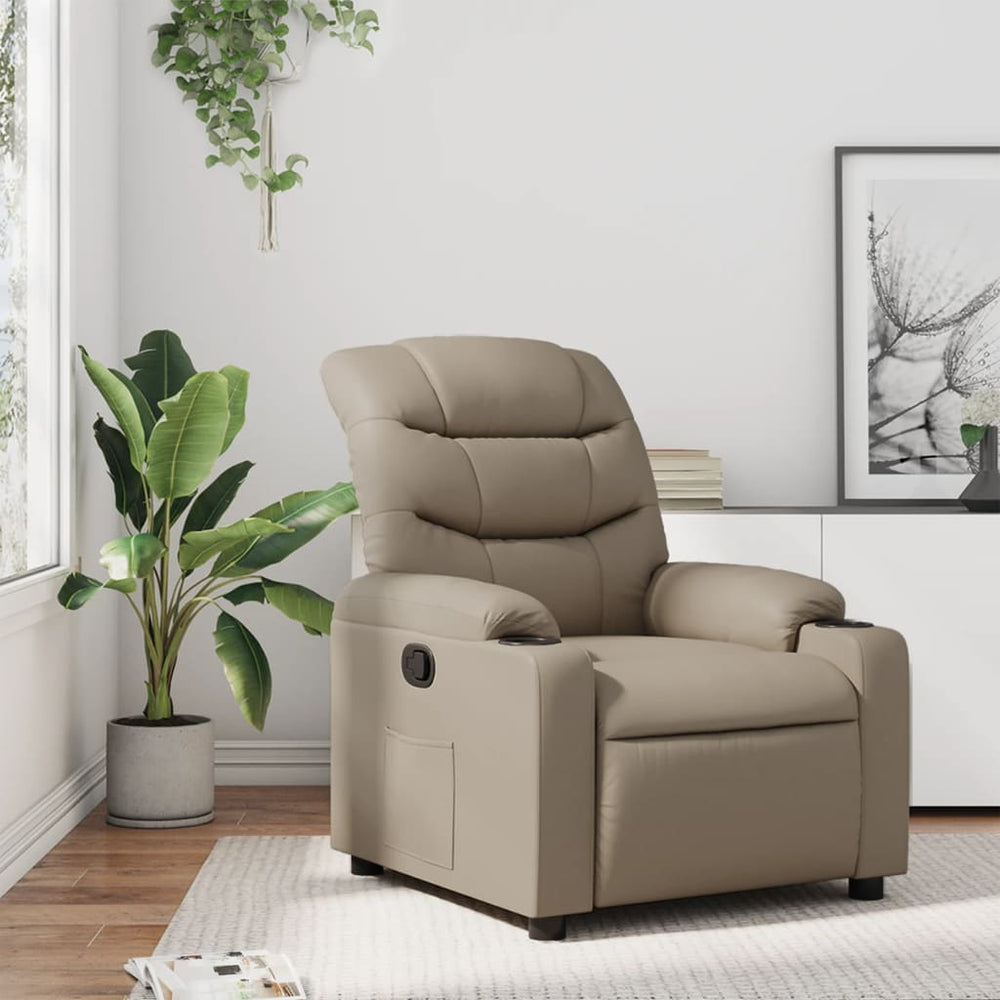 Recliner, cappuccino color, artificial leather