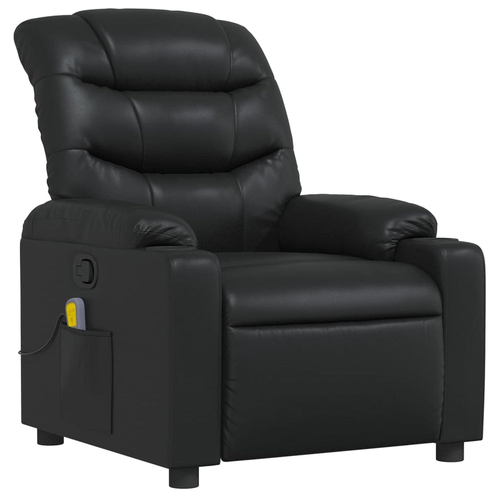 Reclining massage chair, black, artificial leather