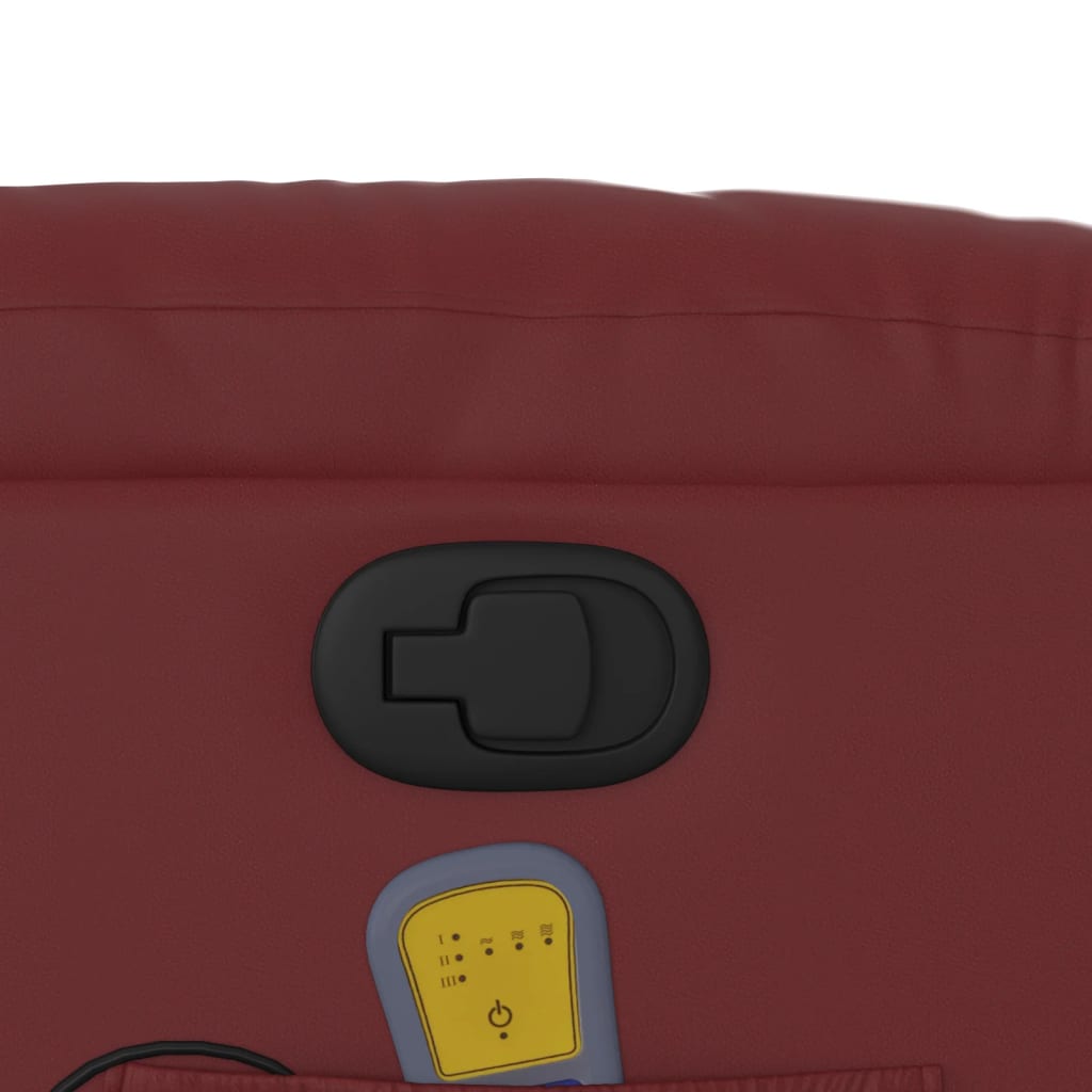 Reclining massage chair, red wine, artificial leather