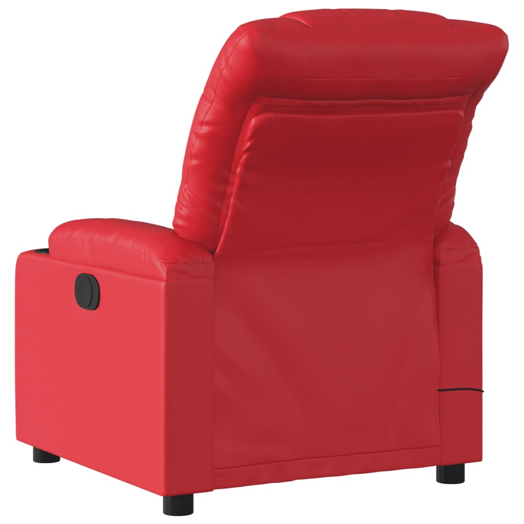 Reclining massage chair, red, artificial leather