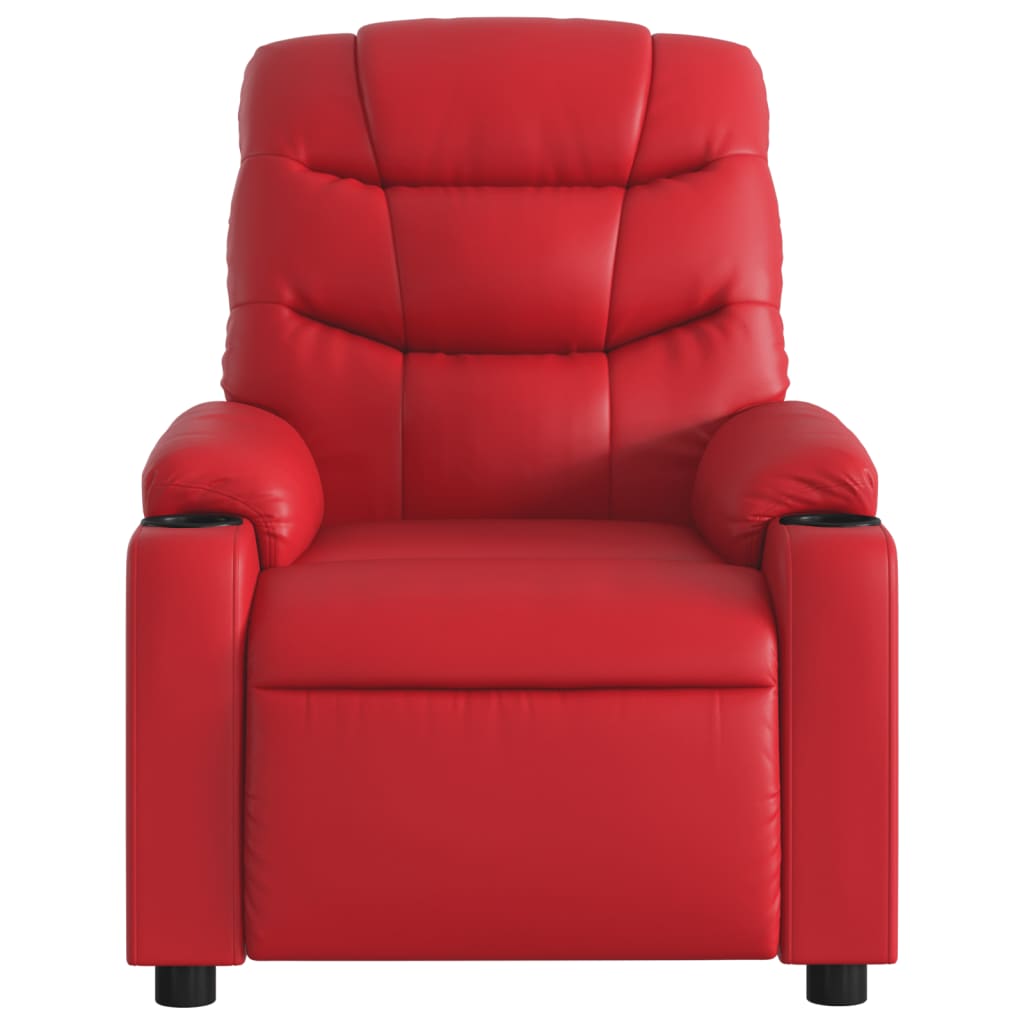 Reclining massage chair, red, artificial leather